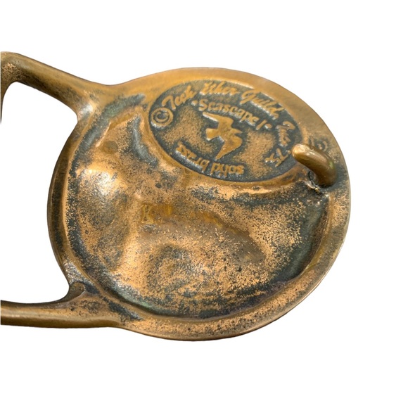 Tech Ether Guild "Seascape" Solid Brass Vintage Belt Buckle 1975 - Picture 2 of 2